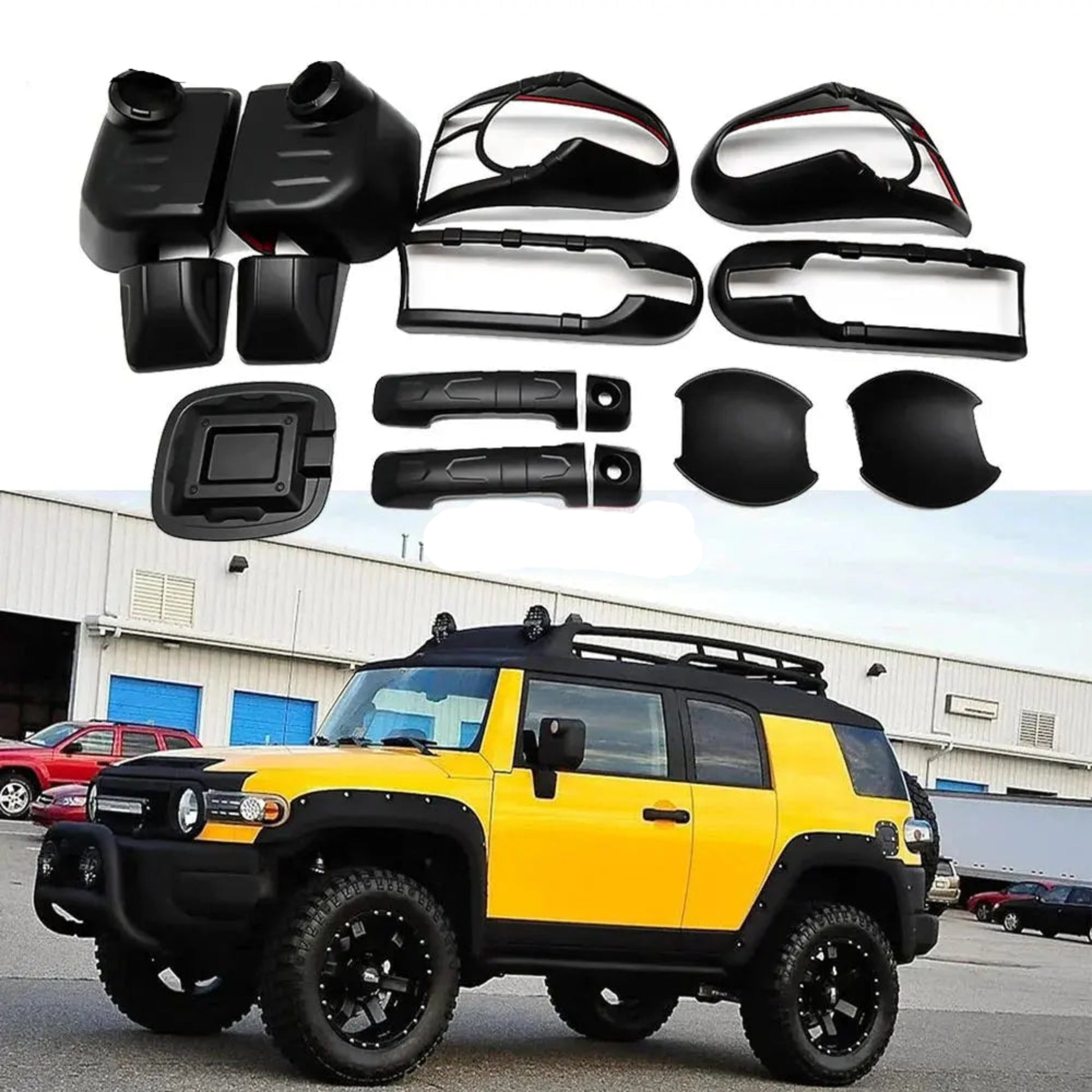 Exterior Accessory For Toyota FJ Cruiser 2007-2022 Rearview Mirror Cap Handle Bowl Cover Fuel Tank Cap Taillight Fog Light Trim Tuck's Performance