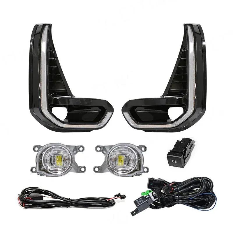 For Toyota Hilux Revo 2020 2021 Led DRL Fog Lamp Daytime Running Light Day Bumper Driving Waterproof Turn Signal Wires Switch Tuck's Performance