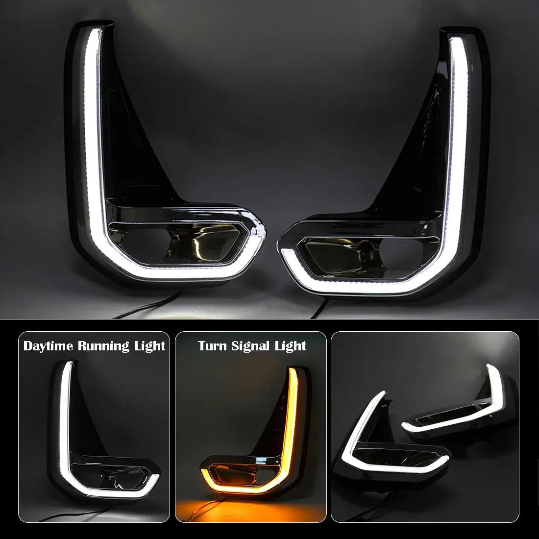 For Toyota Hilux Revo 2020 2021 Led DRL Fog Lamp Daytime Running Light Day Bumper Driving Waterproof Turn Signal Wires Switch Tuck's Performance