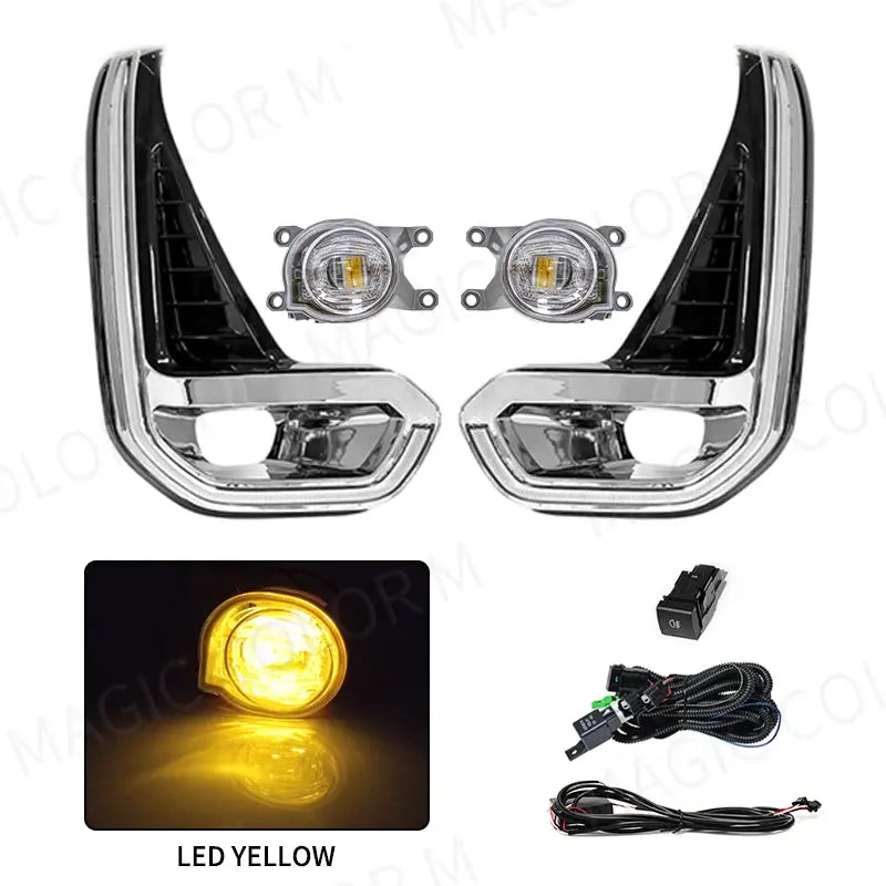 For Toyota Hilux Revo 2020 2021 Led DRL Fog Lamp Daytime Running Light Day Bumper Driving Waterproof Turn Signal Wires Switch Tuck's Performance