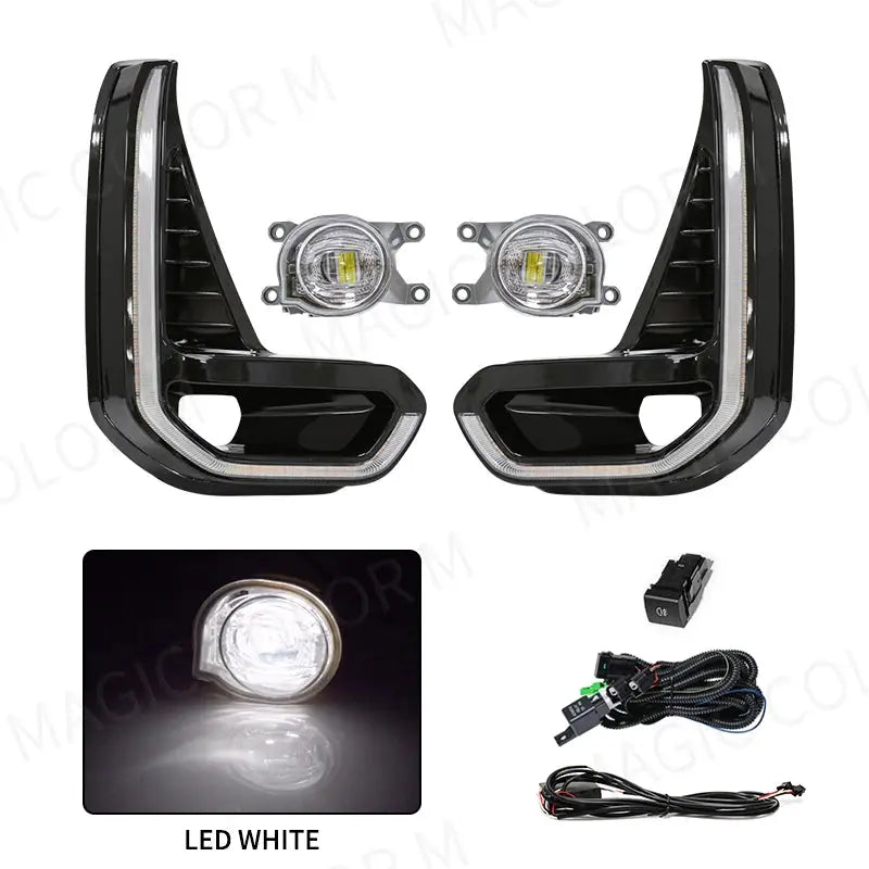 For Toyota Hilux Revo 2020 2021 Led DRL Fog Lamp Daytime Running Light Day Bumper Driving Waterproof Turn Signal Wires Switch Tuck's Performance