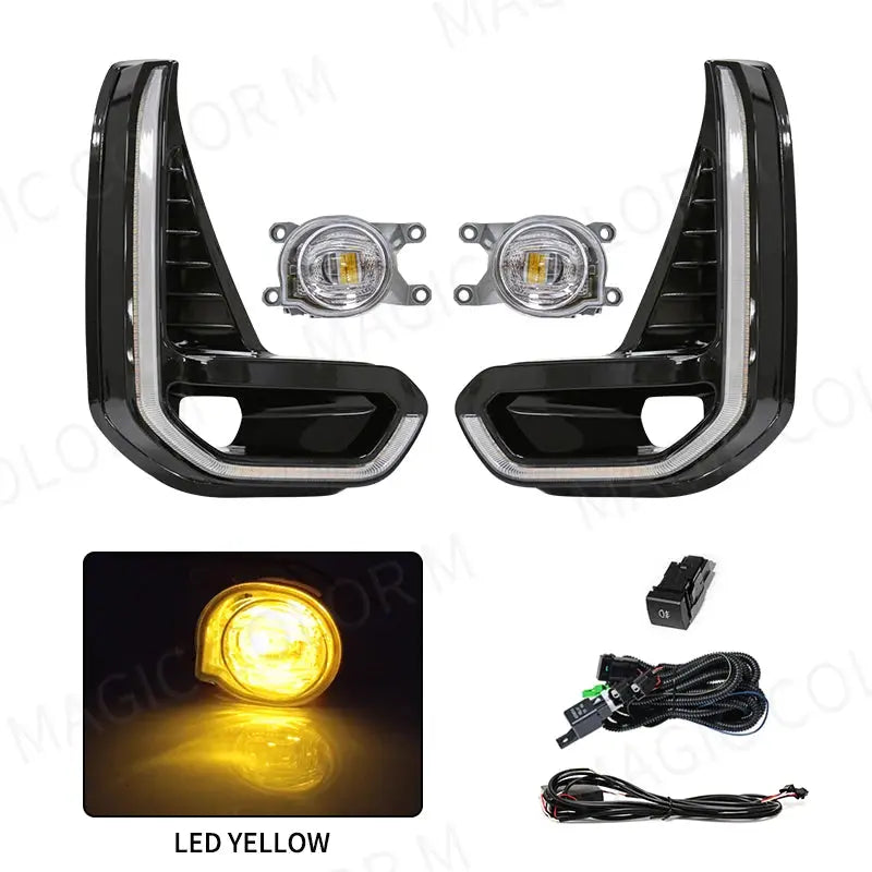 For Toyota Hilux Revo 2020 2021 Led DRL Fog Lamp Daytime Running Light Day Bumper Driving Waterproof Turn Signal Wires Switch Tuck's Performance