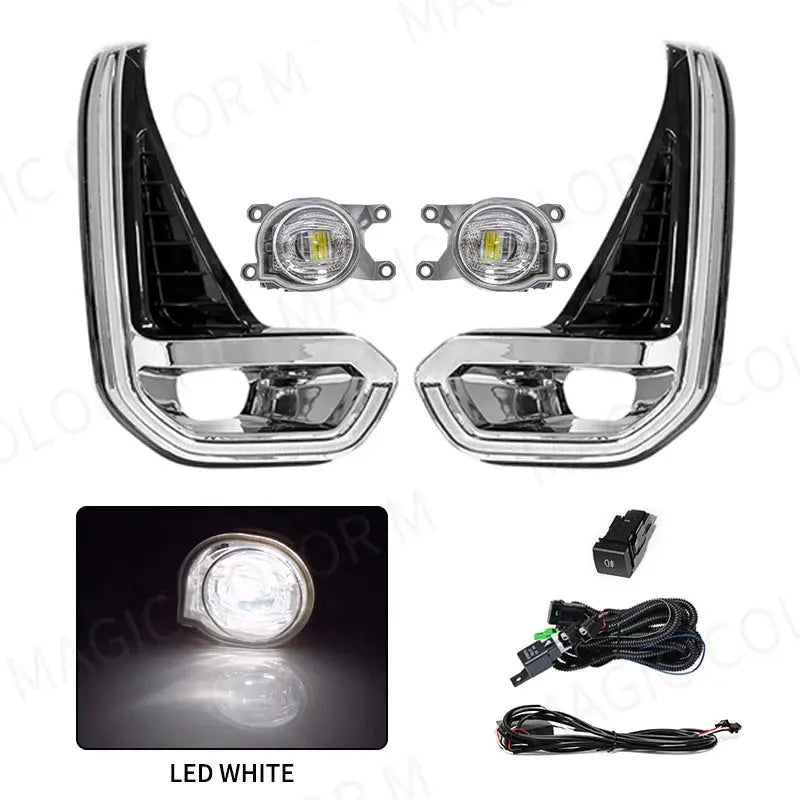 For Toyota Hilux Revo 2020 2021 Led DRL Fog Lamp Daytime Running Light Day Bumper Driving Waterproof Turn Signal Wires Switch Tuck's Performance