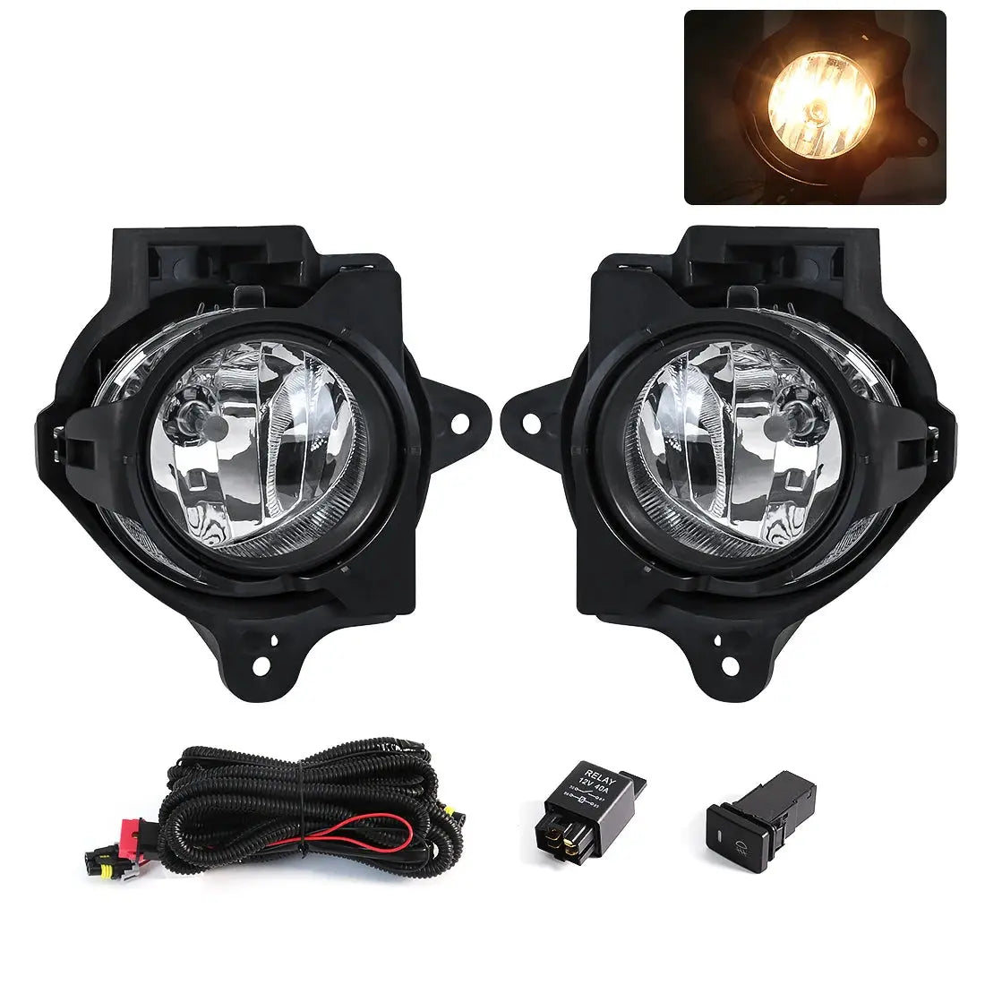 For Toyota Hilux Vigo MK7 2011 2012 2013 2014 2015 LED Car Fog Lamps Front Bumper Headlight Halogen Bulb With Wires Accessories Tuck's Performance
