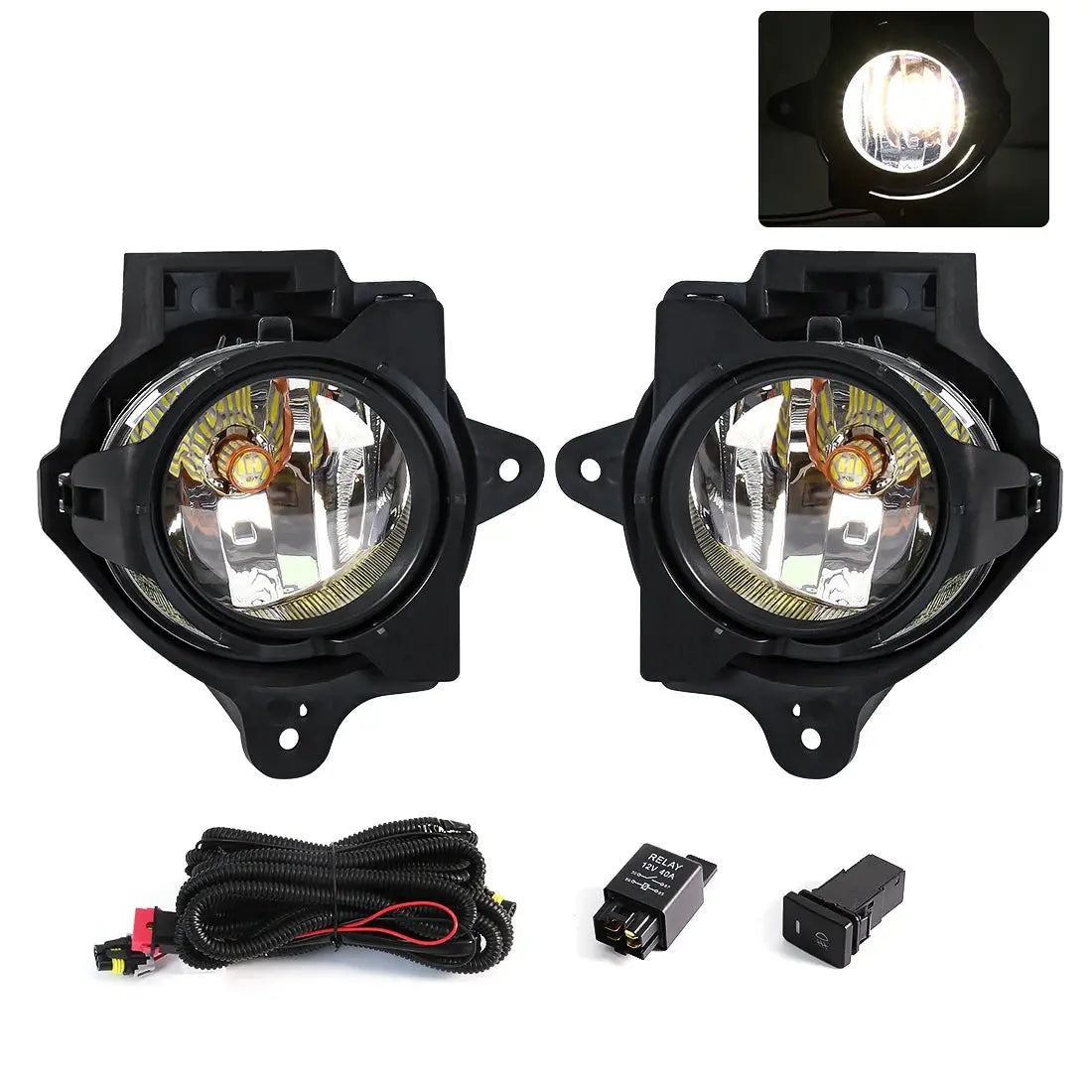 For Toyota Hilux Vigo MK7 2011 2012 2013 2014 2015 LED Car Fog Lamps Front Bumper Headlight Halogen Bulb With Wires Accessories Tuck's Performance