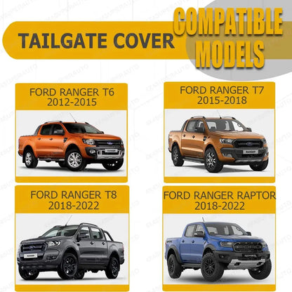 Ford Ranger 2012–2022 Tailgate Rail Guard Cover – No Drill ABS Rear Protector Tuck's Performance