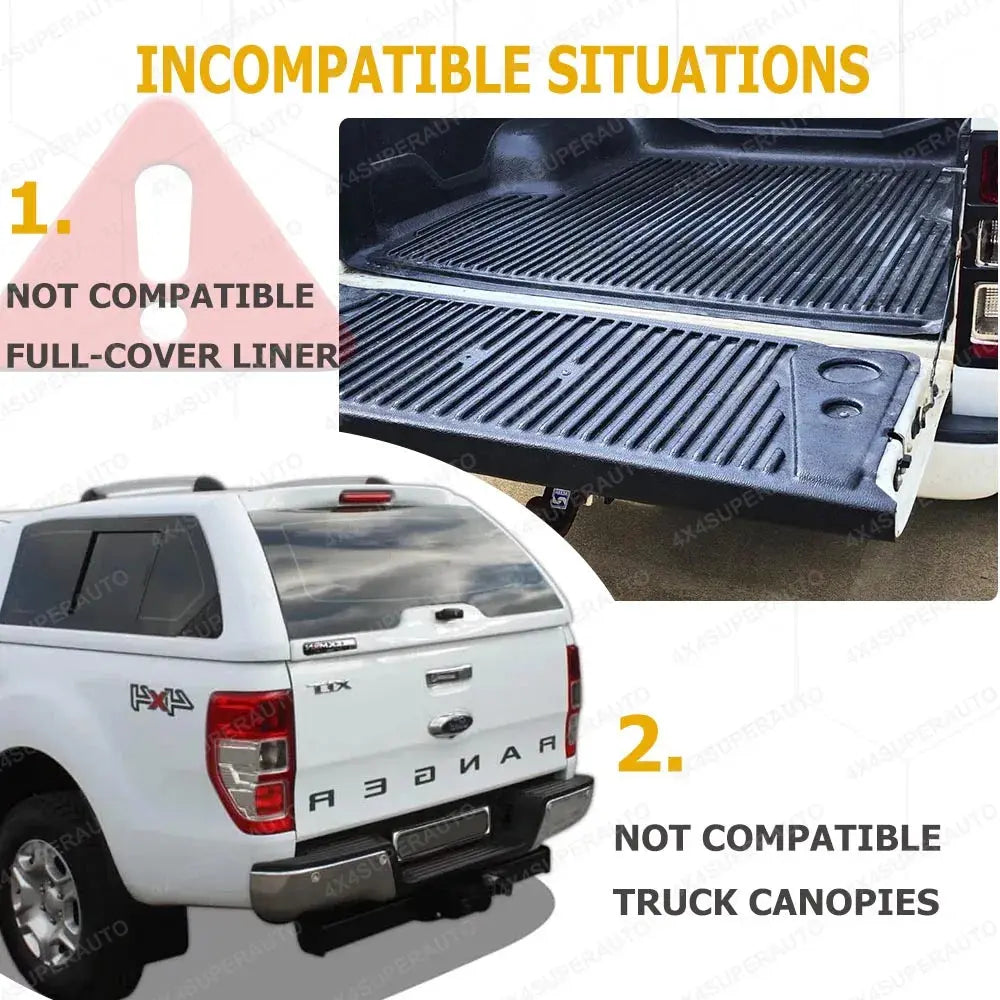 Ford Ranger 2012–2022 Tailgate Rail Guard Cover – No Drill ABS Rear Protector Tuck's Performance