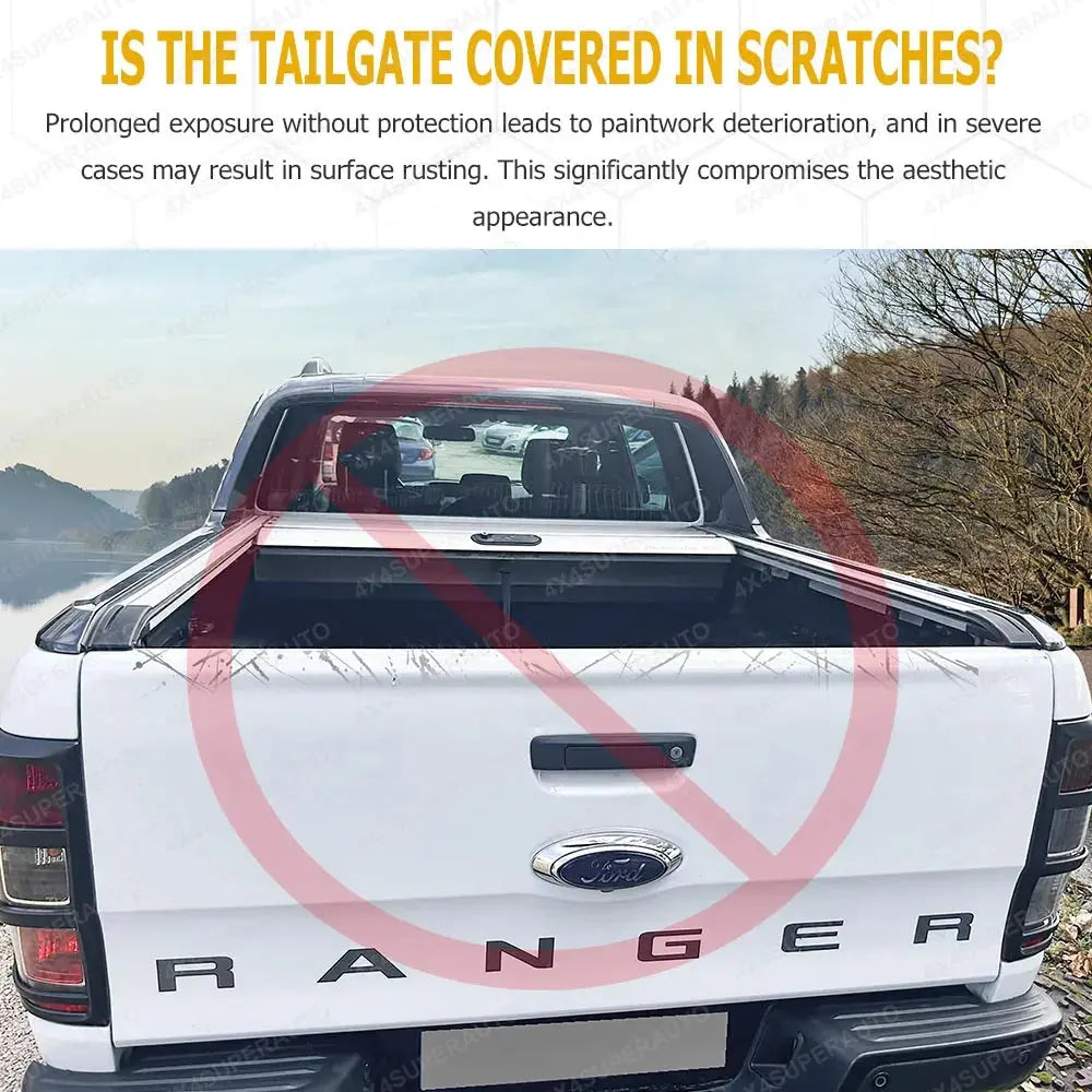 Ford Ranger 2012–2022 Tailgate Rail Guard Cover – No Drill ABS Rear Protector Tuck's Performance