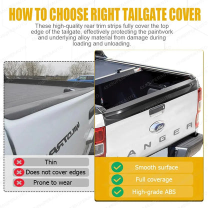 Ford Ranger 2012–2022 Tailgate Rail Guard Cover – No Drill ABS Rear Protector Tuck's Performance