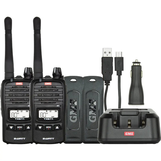 GME TX677TP Handheld UHF Radio Twin Pack – 2W Rechargeable, USB Charging | 2-Year Warranty Tuck's Performance
