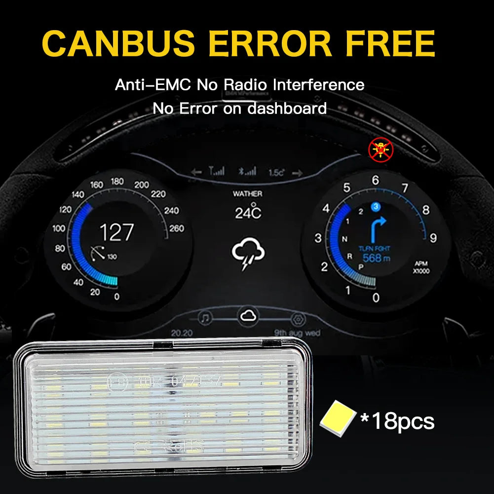 Error-free LED number plate lamp assembly, 18 SMD, close-up