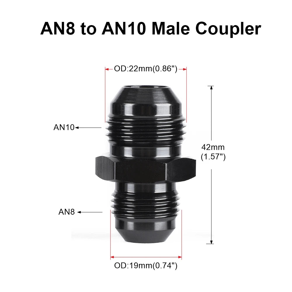 Oil Fuel Hose End Adapter an Straight AN Male To AN Male Coupler AN4 AN6 AN8 AN10 Fittings Aluminum Male Flare AN8 Fitting Tuck's Performance