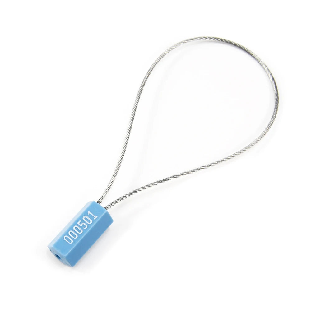 Tamper-proof numbered cable seal - light blue