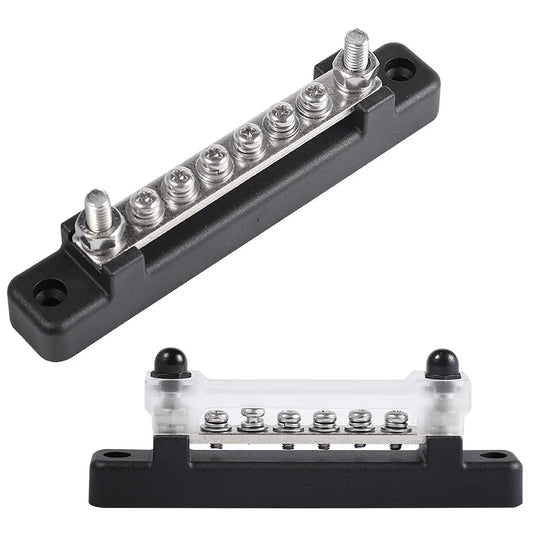 12V / 24V Universal 6-Way Battery Bus Bar – Power Distribution Block with Clear Cover (150A) Tuck's Performance