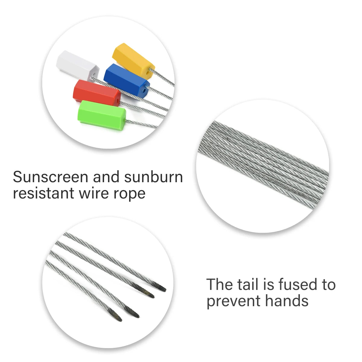Tamper-proof numbered cable seal - stainless wire and fused tail detail