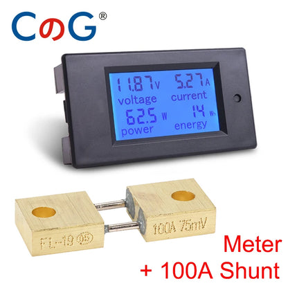 CG 20A/50A/100A DC Multifunction Battery Monitor Meter with Shunt LCD Display Digital Meter Voltmeter Ammeter for Cars,RV Tuck's Performance