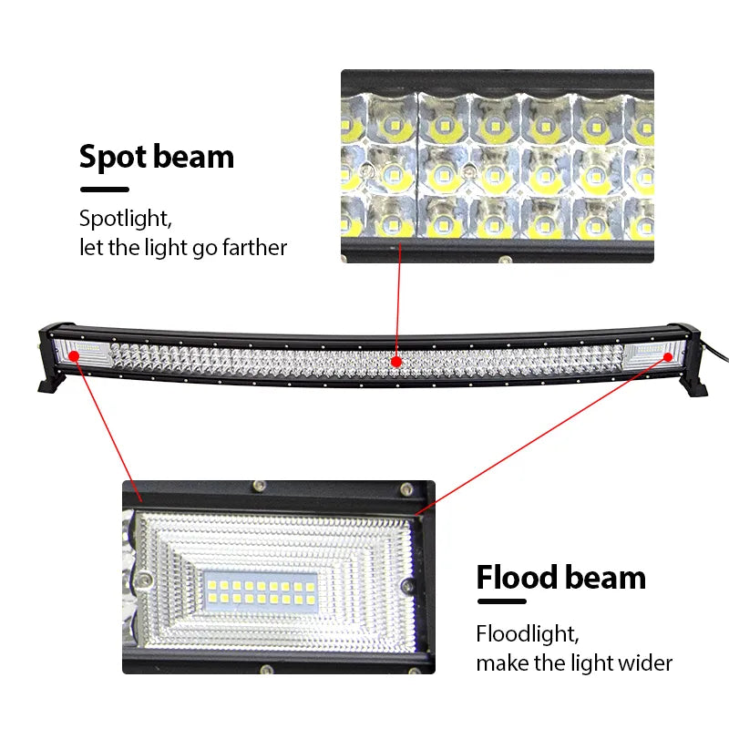 22 32 42 50 52'' Inch Curved Led Light Bar  3D 7D 12V 24V