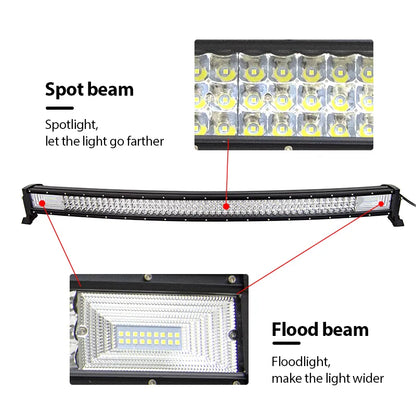 22 32 42 50 52'' Inch Curved Led Light Bar  3D 7D 12V 24V