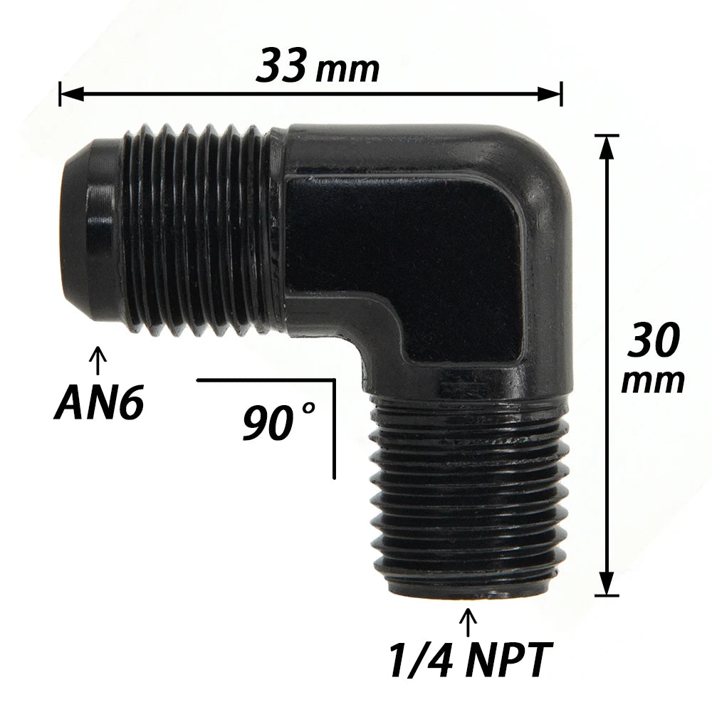 ALUMINIUM AN6 6AN AN -6 to 1/8 1/4 NPT AN8 to 3/8 NPT 90 Degree MALE OIL HOSE FITTING ADAPTER Tuck's Performance
