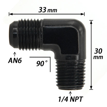 ALUMINIUM AN6 6AN AN -6 to 1/8 1/4 NPT AN8 to 3/8 NPT 90 Degree MALE OIL HOSE FITTING ADAPTER Tuck's Performance