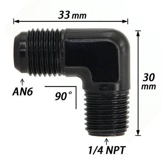 ALUMINIUM AN6 6AN AN -6 to 1/8 1/4 NPT AN8 to 3/8 NPT 90 Degree MALE OIL HOSE FITTING ADAPTER Tuck's Performance