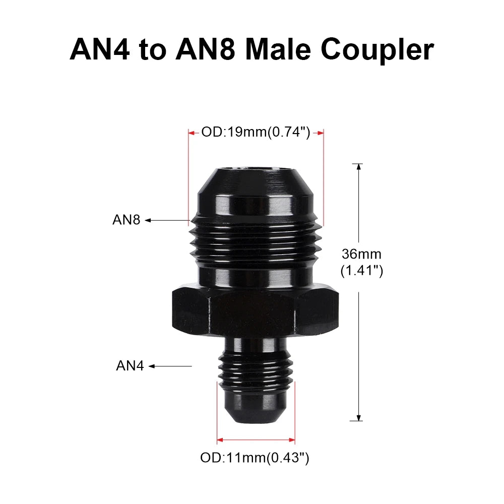 Oil Fuel Hose End Adapter an Straight AN Male To AN Male Coupler AN4 AN6 AN8 AN10 Fittings Aluminum Male Flare AN8 Fitting Tuck's Performance