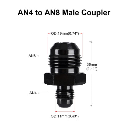 Oil Fuel Hose End Adapter an Straight AN Male To AN Male Coupler AN4 AN6 AN8 AN10 Fittings Aluminum Male Flare AN8 Fitting Tuck's Performance