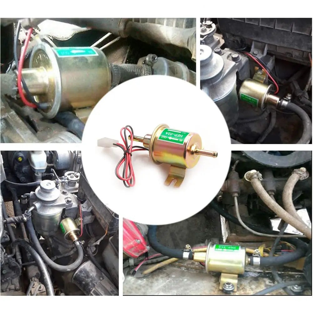 12V/24V Universal Electric Fuel Pump Low Pressure Bolt Fixing Wire Diesel Petrol HEP-02A For Car Carburetor Motorcycle ATV Tuck's Performance