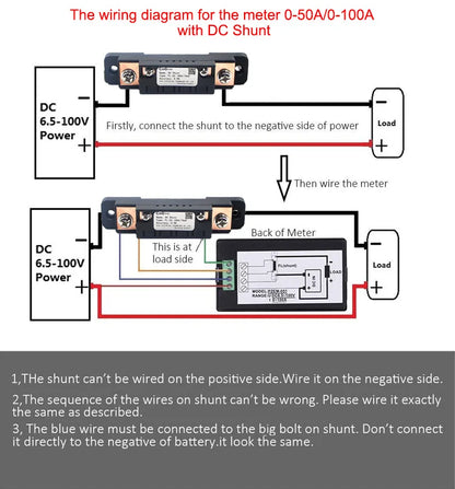 CG 20A/50A/100A DC Multifunction Battery Monitor Meter with Shunt LCD Display Digital Meter Voltmeter Ammeter for Cars,RV Tuck's Performance