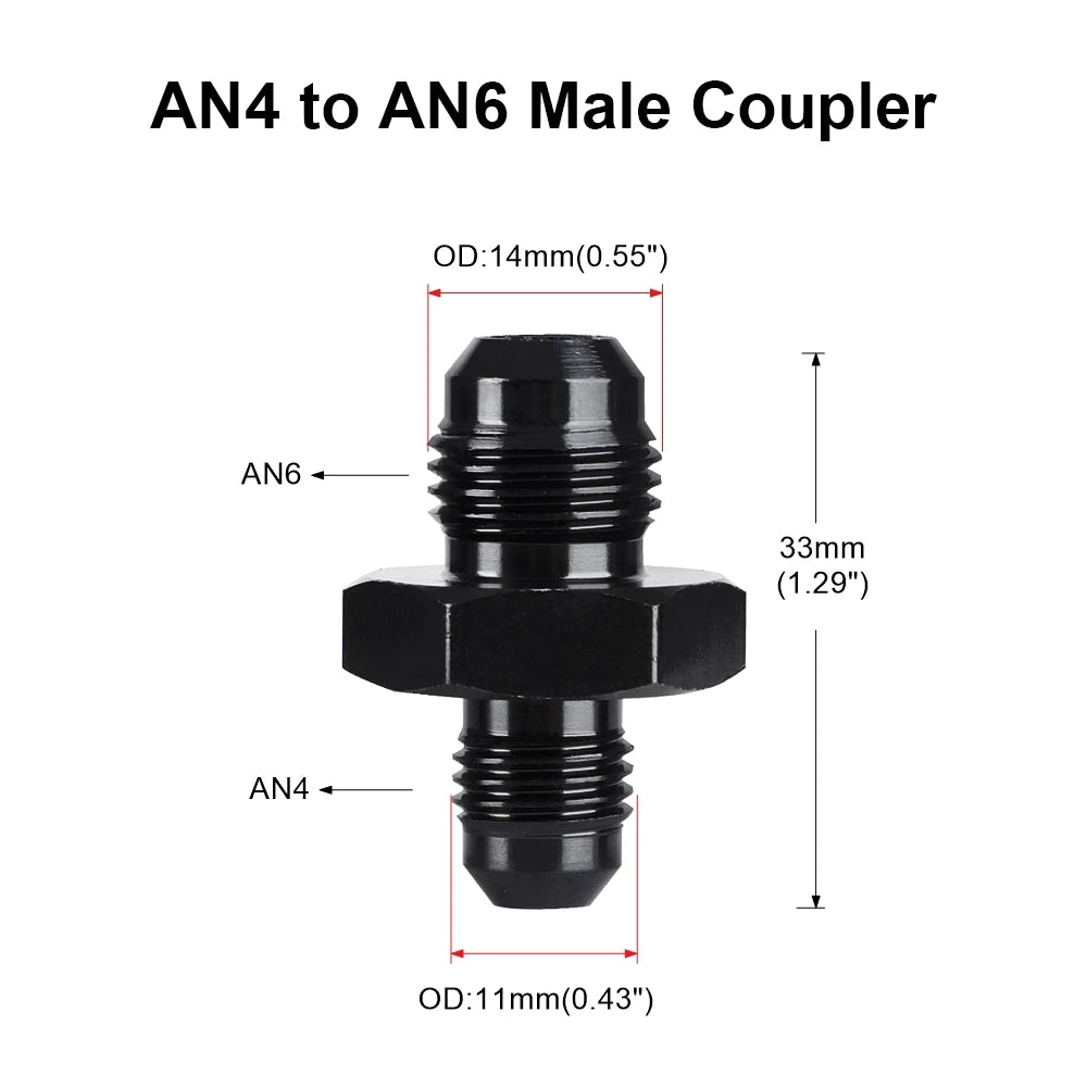 Oil Fuel Hose End Adapter an Straight AN Male To AN Male Coupler AN4 AN6 AN8 AN10 Fittings Aluminum Male Flare AN8 Fitting Tuck's Performance