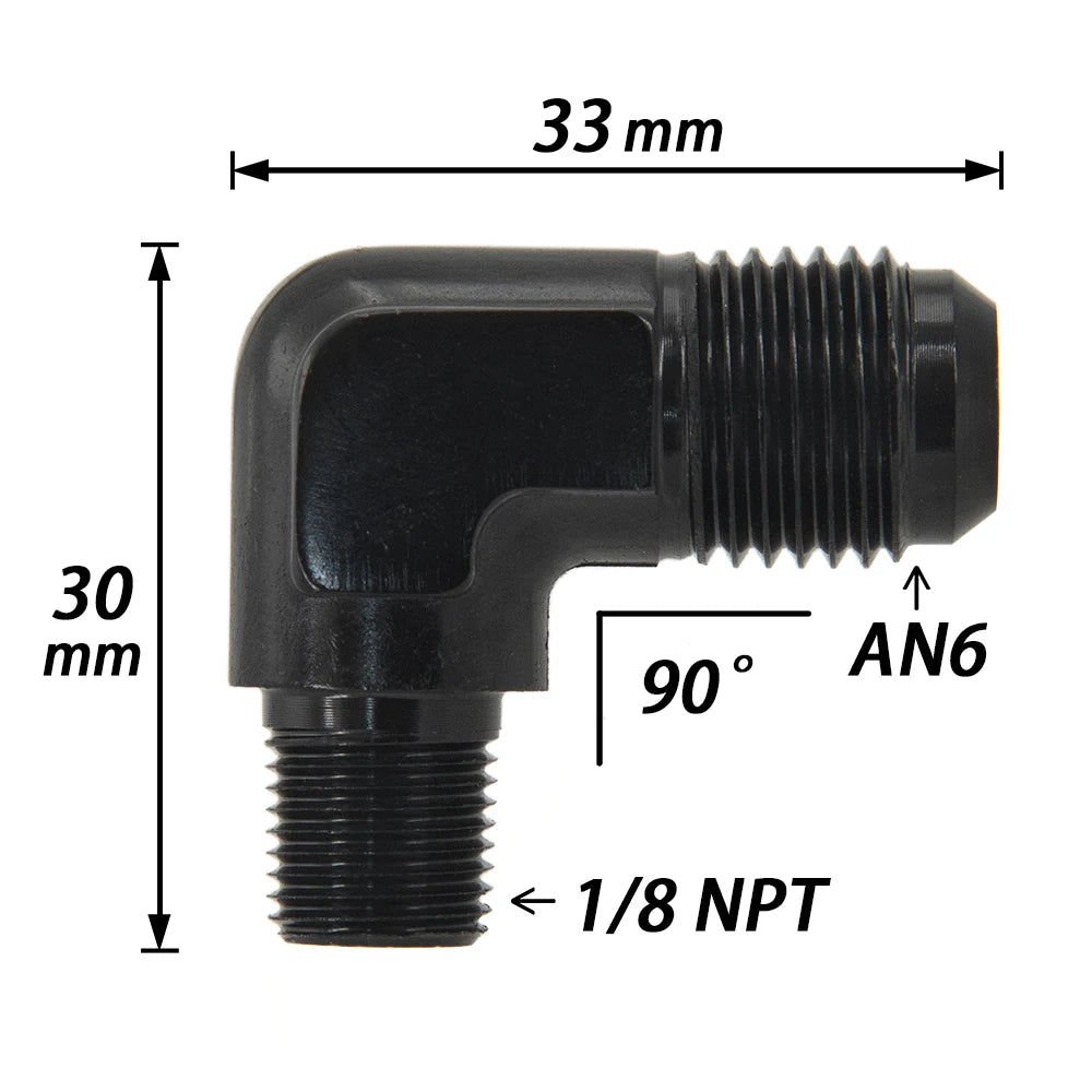 ALUMINIUM AN6 6AN AN -6 to 1/8 1/4 NPT AN8 to 3/8 NPT 90 Degree MALE OIL HOSE FITTING ADAPTER Tuck's Performance