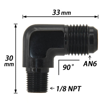 ALUMINIUM AN6 6AN AN -6 to 1/8 1/4 NPT AN8 to 3/8 NPT 90 Degree MALE OIL HOSE FITTING ADAPTER Tuck's Performance