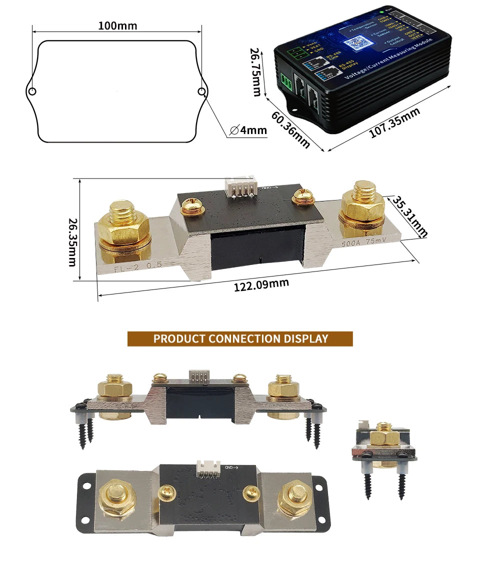Battery Monitor Bluetooth KG140F DC 0-120V 100A 400A Battery Tester Voltage Current VA Battery Coulomb Meter Capacity Indicator Tuck's Performance