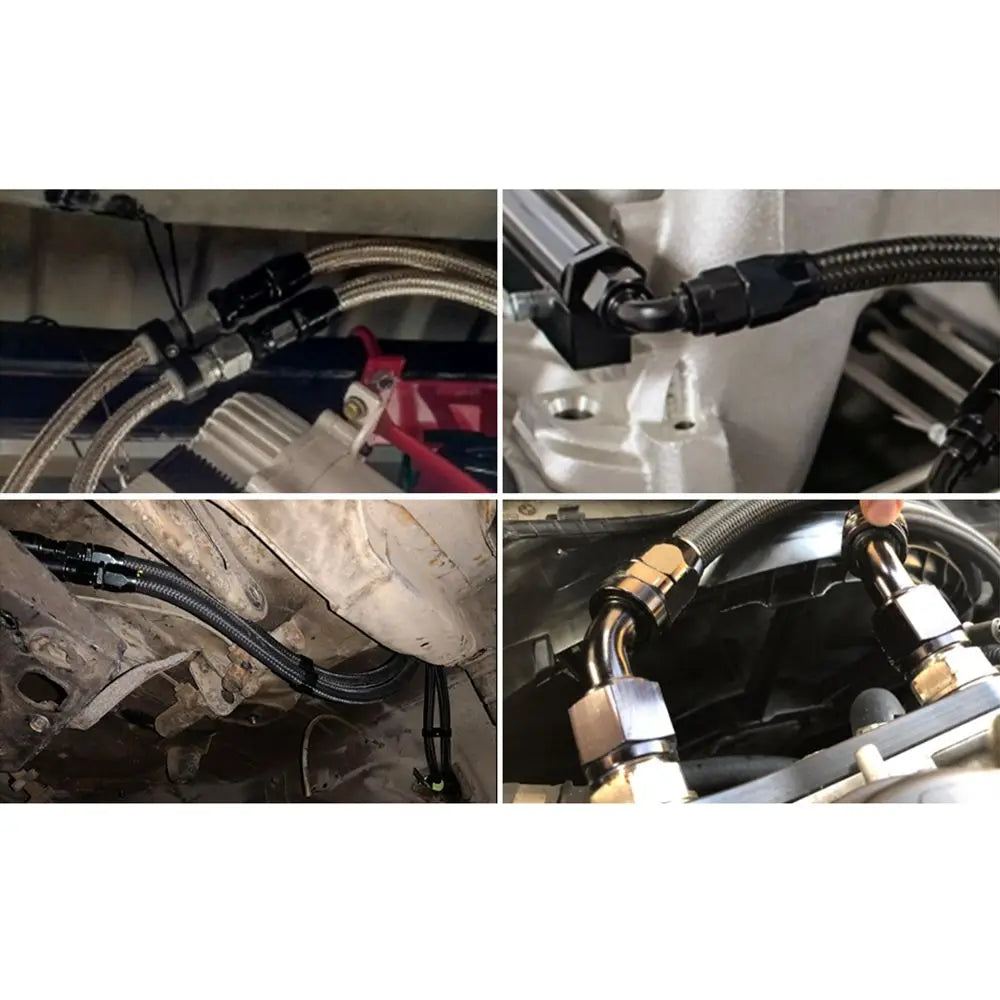 AN4/6/8/10 120 Degree CPE Swivel Hose End Fitting Adapter Oil Fuel Line NPT PLUG Aluminum Black Tuck's Performance