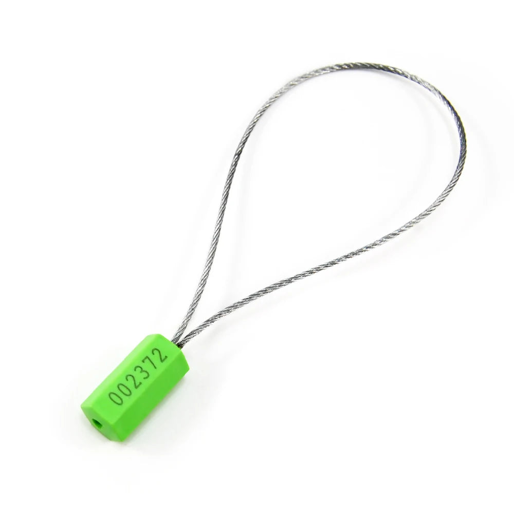 Tamper-proof numbered cable seal - green