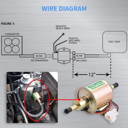 12V/24V Universal Electric Fuel Pump Low Pressure Bolt Fixing Wire Diesel Petrol HEP-02A For Car Carburetor Motorcycle ATV Tuck's Performance