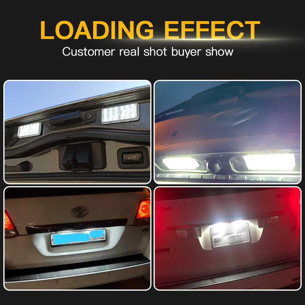 LED number plate light compared to yellow factory globe