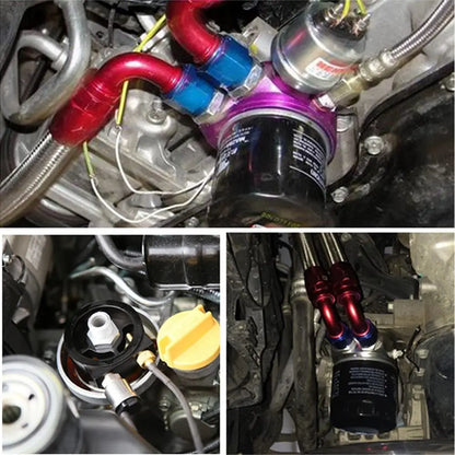 Universal Aluminum Oil Filter Sandwich Plate Thread Adapter, Oil Cooler Pressure Temp Gauge Adapter Kit Tuck's Performance