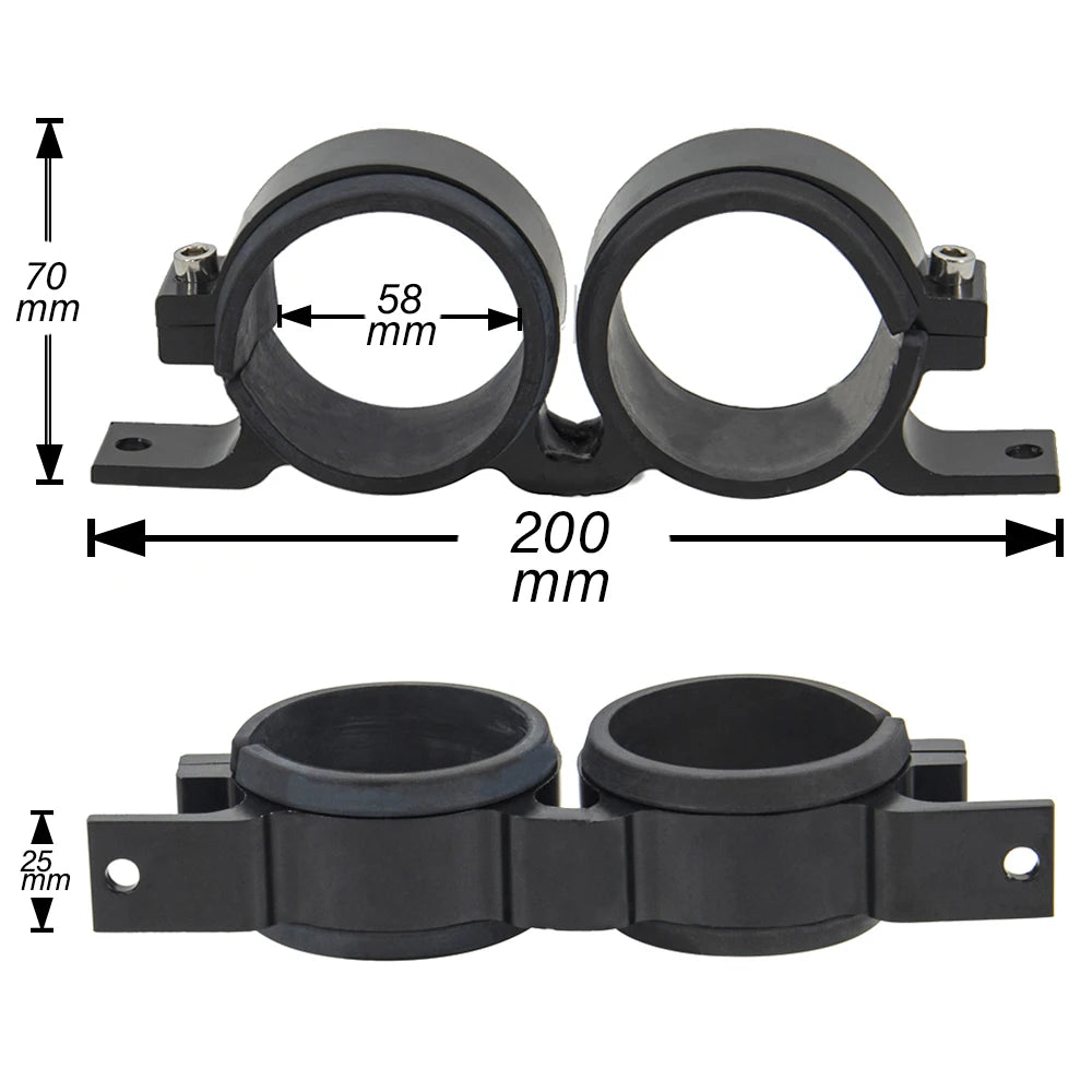 Free Ship Dual Twin Fuel Pump Mount Bracket 60MM & Fuel Filter Clamp 50mm Cradle For Car Modified BLACK RED BLUE Tuck's Performance