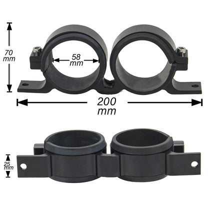 Free Ship Dual Twin Fuel Pump Mount Bracket 60MM & Fuel Filter Clamp 50mm Cradle For Car Modified BLACK RED BLUE Tuck's Performance