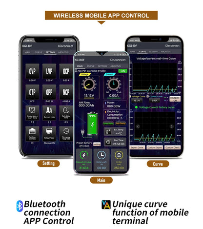 Battery Monitor Bluetooth KG140F DC 0-120V 100A 400A Battery Tester Voltage Current VA Battery Coulomb Meter Capacity Indicator Tuck's Performance