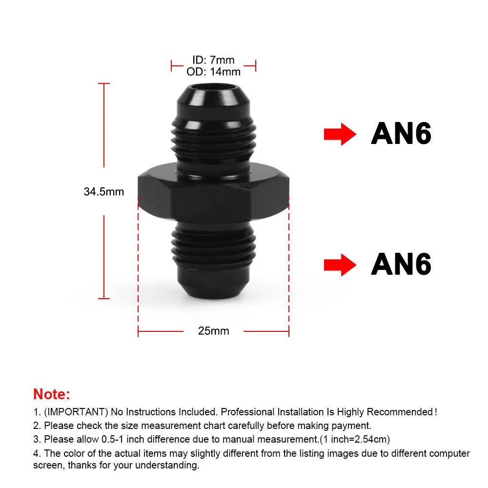 AN Male to Male Reducer Union AN4 to AN10, Step Up Flare Coupler, plus AN10 90 Degree Tucks Performance