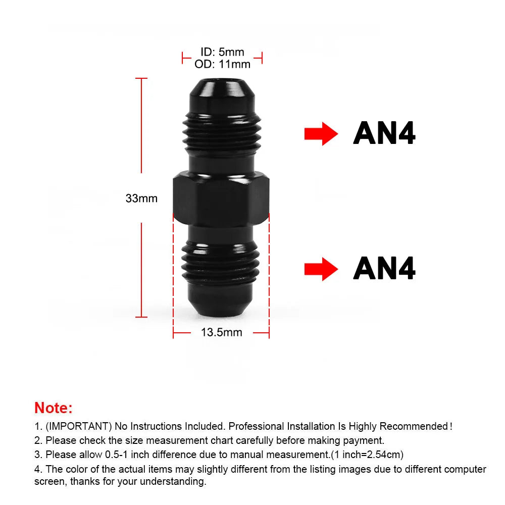AN Male to Male Reducer Union AN4 to AN10, Step Up Flare Coupler, plus AN10 90 Degree Tucks Performance