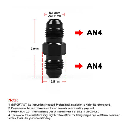 AN Male to Male Reducer Union AN4 to AN10, Step Up Flare Coupler, plus AN10 90 Degree Tucks Performance