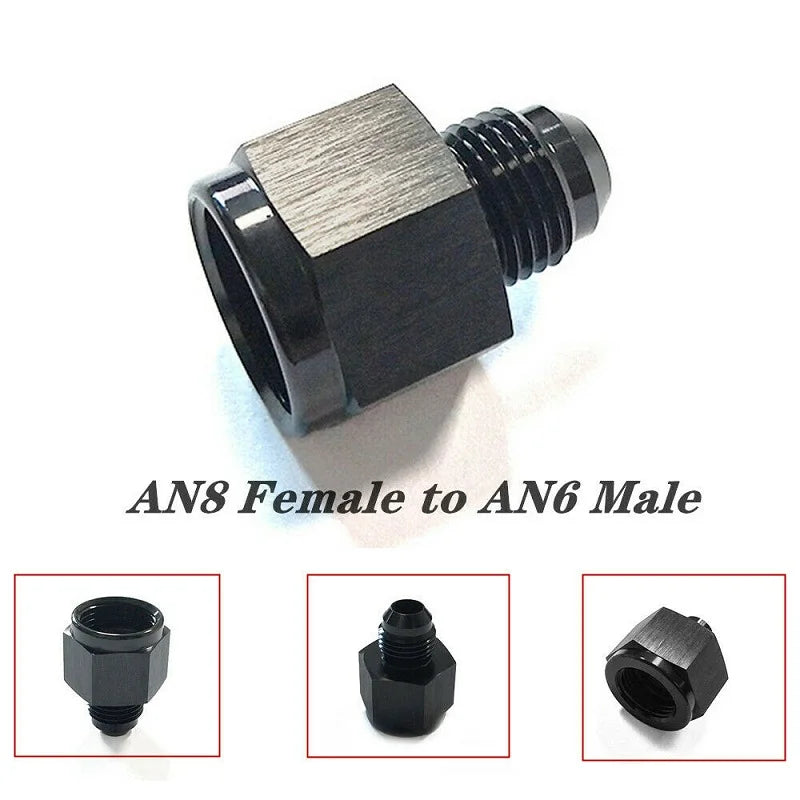 Jiax Black Aluminum AN4 AN8 AN6 1/8NPT Female to AN 3 AN6 AN8 AN10 Male Flare Adapter Fitting Reducer Tuck's Performance