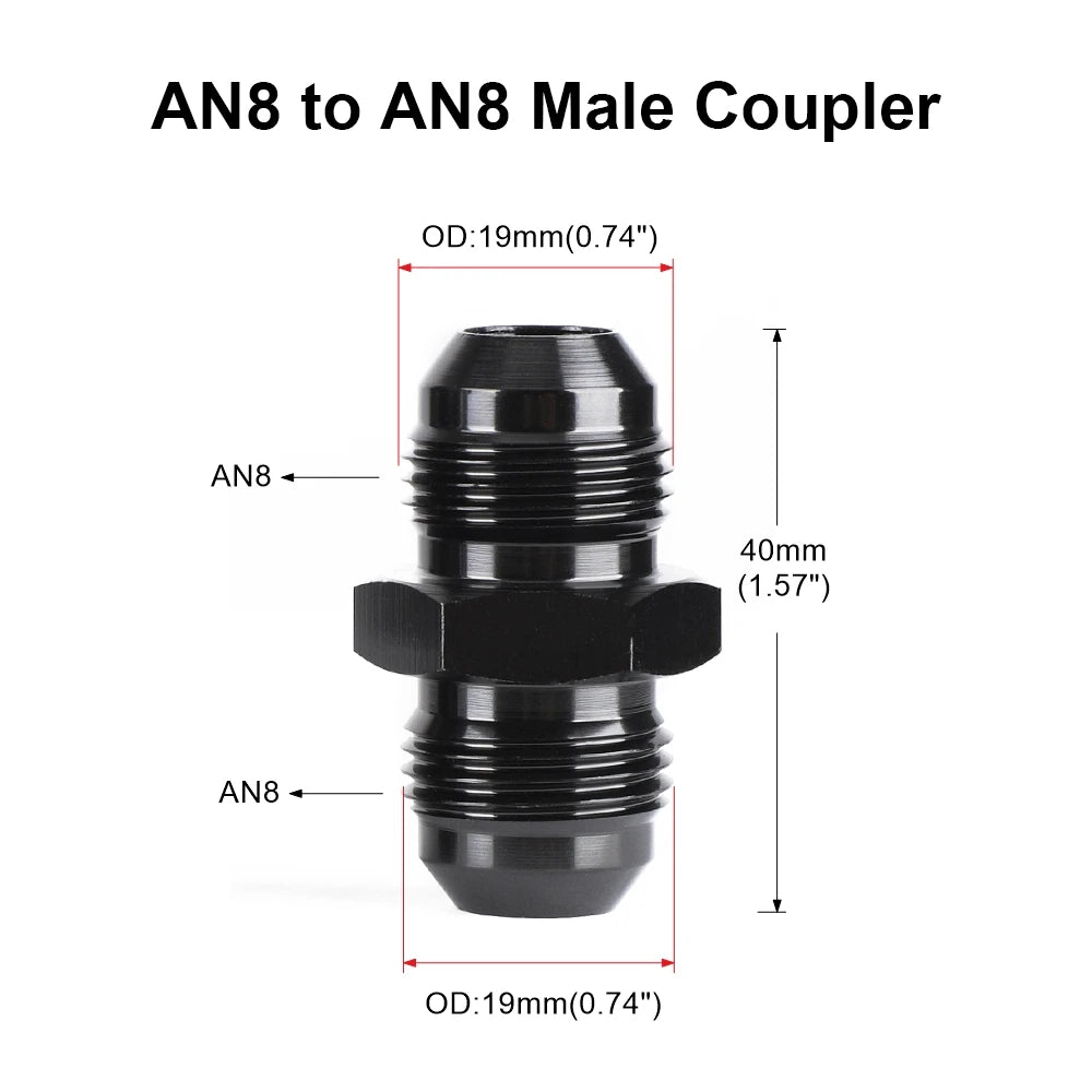Oil Fuel Hose End Adapter an Straight AN Male To AN Male Coupler AN4 AN6 AN8 AN10 Fittings Aluminum Male Flare AN8 Fitting Tuck's Performance
