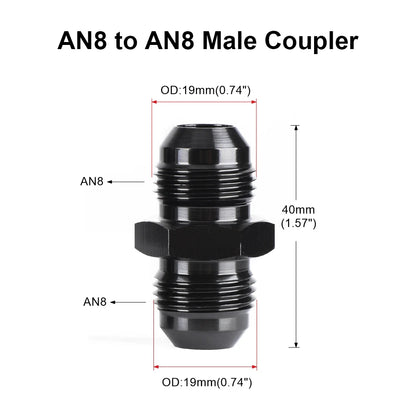 Oil Fuel Hose End Adapter an Straight AN Male To AN Male Coupler AN4 AN6 AN8 AN10 Fittings Aluminum Male Flare AN8 Fitting Tuck's Performance