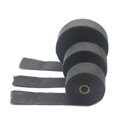 ZSDTRP 5cm*5M 10M 15M Titanium/Black Exhaust Heat Wrap Roll for Motorcycle Fiberglass Heat Shield Tape with Stainless Ties Tuck's Performance