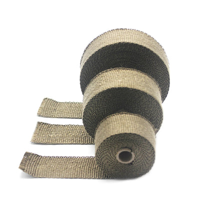 ZSDTRP 5cm*5M 10M 15M Titanium/Black Exhaust Heat Wrap Roll for Motorcycle Fiberglass Heat Shield Tape with Stainless Ties Tuck's Performance