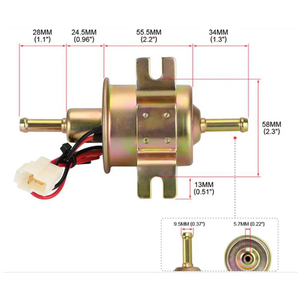 12V/24V Universal Electric Fuel Pump Low Pressure Bolt Fixing Wire Diesel Petrol HEP-02A For Car Carburetor Motorcycle ATV Tuck's Performance